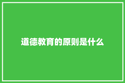 道德教育的原则是什么