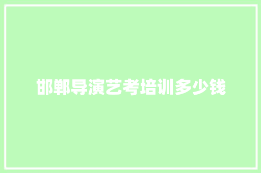 邯郸导演艺考培训多少钱