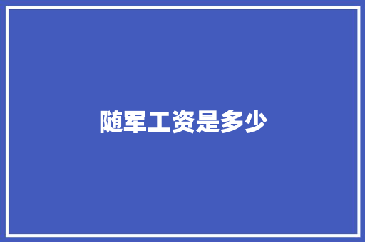 随军工资是多少