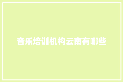 音乐培训机构云南有哪些