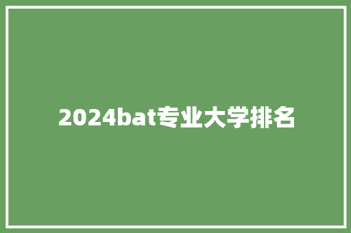 2024bat专业大学排名
