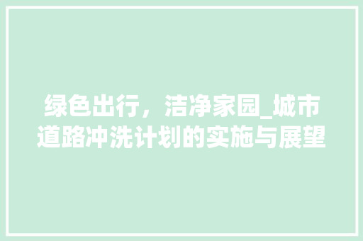 绿色出行，洁净家园_城市道路冲洗计划的实施与展望
