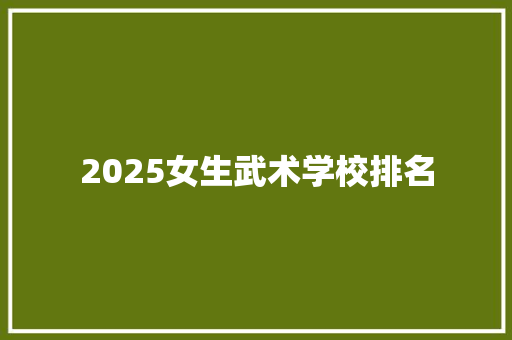 2025女生武术学校排名 工作报告