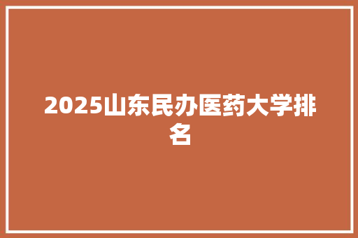 2025山东民办医药大学排名
