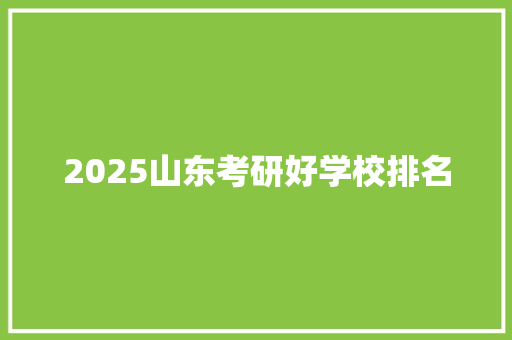 2025山东考研好学校排名