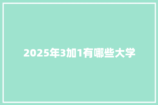 2025年3加1有哪些大学 采访稿