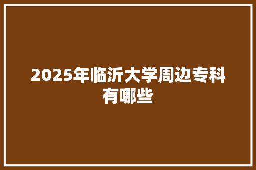 2025年临沂大学周边专科有哪些 采访稿
