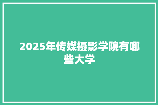 2025年传媒摄影学院有哪些大学