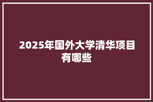 2025年国外大学清华项目有哪些