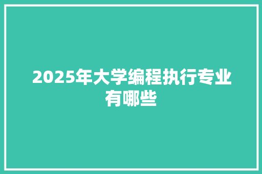 2025年大学编程执行专业有哪些 生活感悟