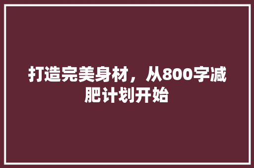 打造完美身材，从800字减肥计划开始