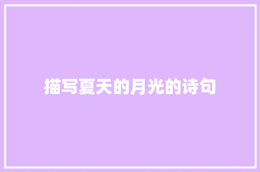 描写夏天的月光的诗句