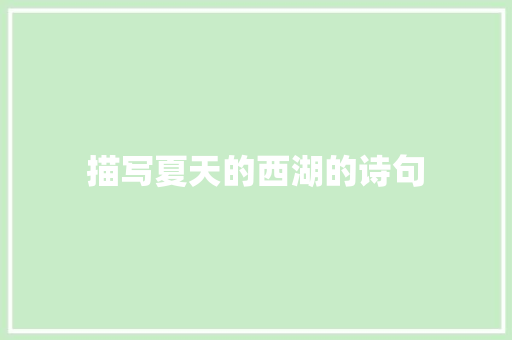 描写夏天的西湖的诗句
