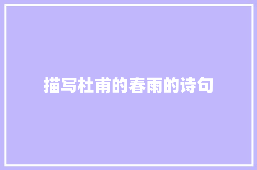 描写杜甫的春雨的诗句