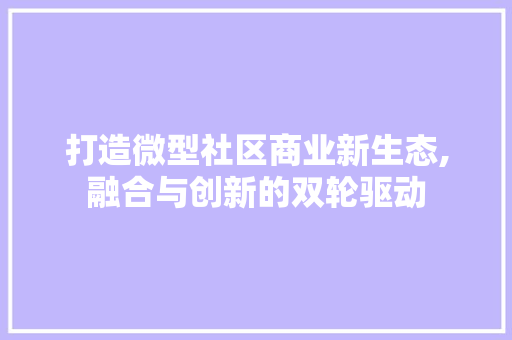 打造微型社区商业新生态,融合与创新的双轮驱动