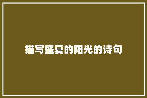 描写盛夏的阳光的诗句