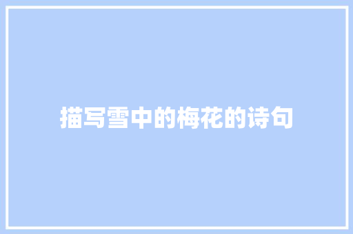 描写雪中的梅花的诗句
