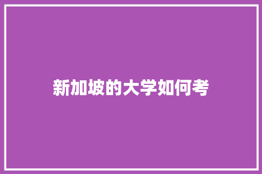 新加坡的大学如何考