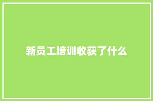 新员工培训收获了什么