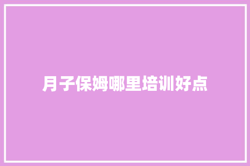 月子保姆哪里培训好点