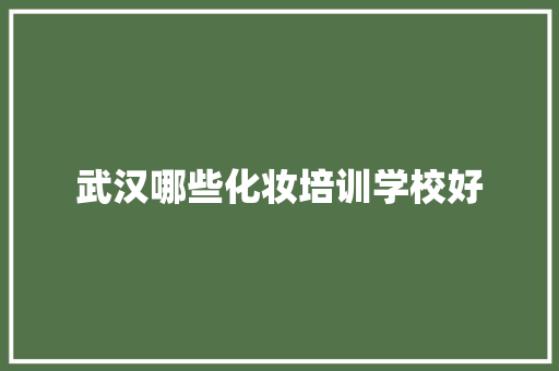 武汉哪些化妆培训学校好 工作类