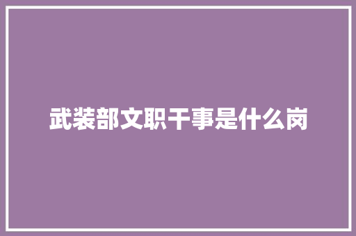武装部文职干事是什么岗 工作总结