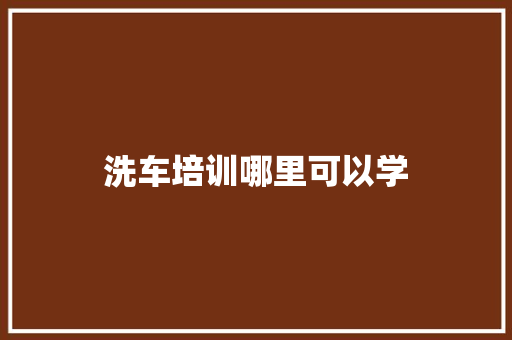 洗车培训哪里可以学