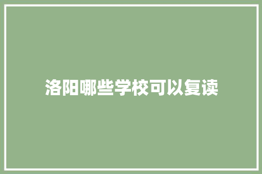 洛阳哪些学校可以复读 工作总结