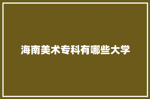 海南美术专科有哪些大学 工作类
