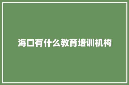 海口有什么教育培训机构