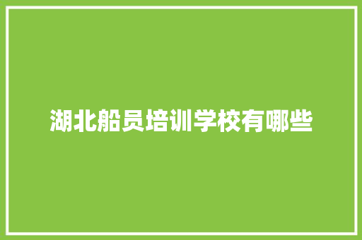 湖北船员培训学校有哪些