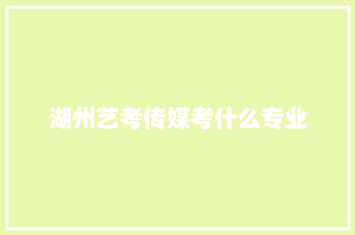 湖州艺考传媒考什么专业