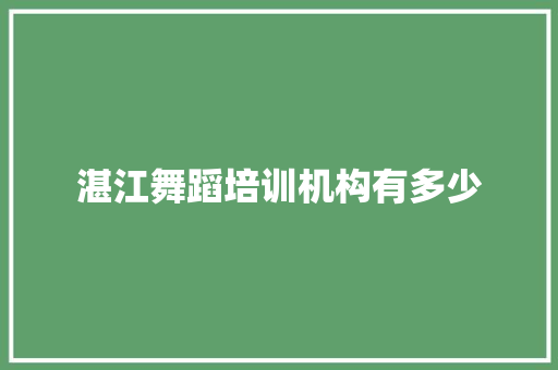 湛江舞蹈培训机构有多少 工作总结