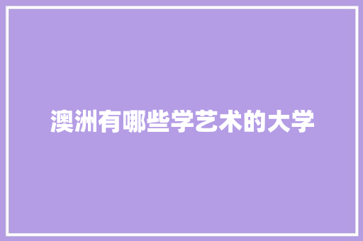 澳洲有哪些学艺术的大学