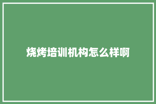 烧烤培训机构怎么样啊