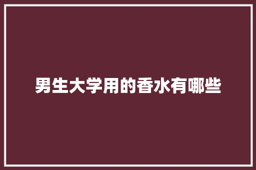 男生大学用的香水有哪些