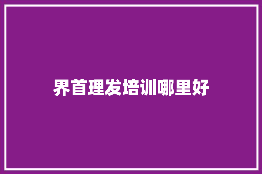 界首理发培训哪里好