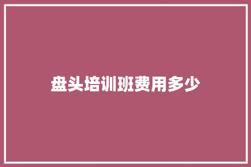 盘头培训班费用多少