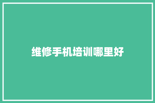 维修手机培训哪里好 生活感悟
