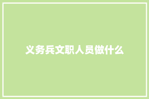 义务兵文职人员做什么