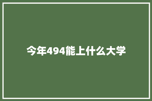 今年494能上什么大学