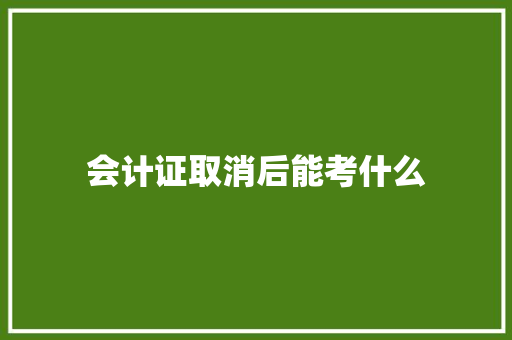 会计证取消后能考什么