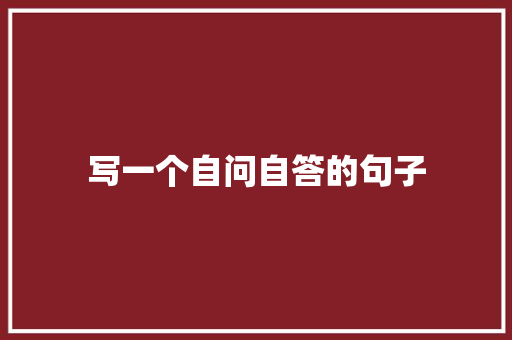 写一个自问自答的句子