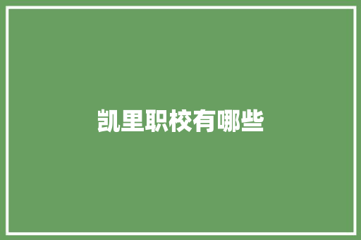 凯里职校有哪些