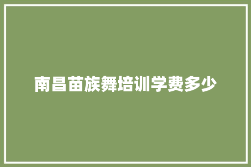南昌苗族舞培训学费多少