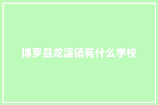 博罗县龙溪镇有什么学校