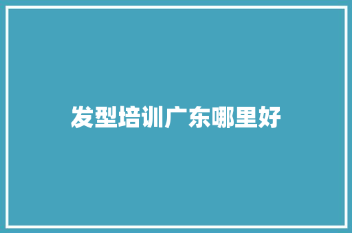 发型培训广东哪里好