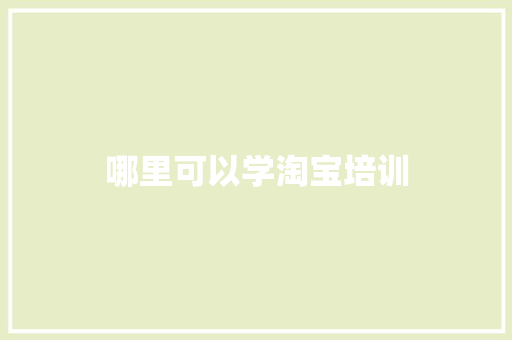哪里可以学淘宝培训
