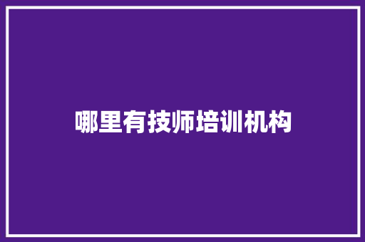 哪里有技师培训机构