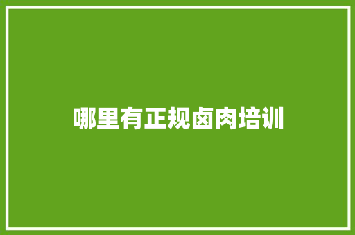 哪里有正规卤肉培训